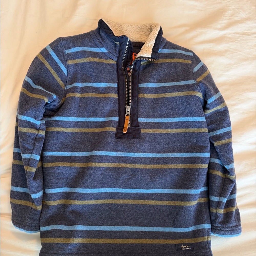 Joules Navy and Green Striped Kids Sweatshirt